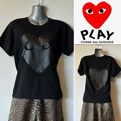 #ad COMME des GARCONS Japan quot;PLAYquot; 100% Cotton Black Heart S SLV T Shirt MEDIUM $99.00