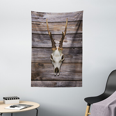 #ad Deer Tapestry Rustic Antlers on Wood Print Wall Hanging Decor $29.99