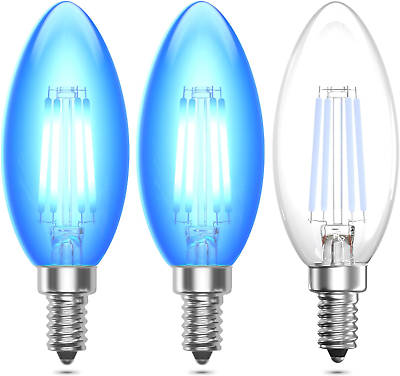 #ad Dimmable LED E12 Base Blue C35 Vintage Edison Bulb Lustaled 4W LED C35 Torpedo $14.55