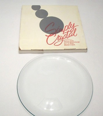 #ad L.E. Smith Simply Crystal Mid Century Modern Clear Glass Cake Serving Plate $24.99