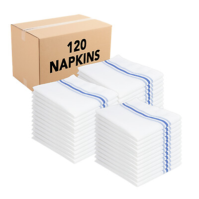#ad Bistro Napkin Bulk Case of 120 Striped Polyester Kitchen Napkins Color Options $149.99