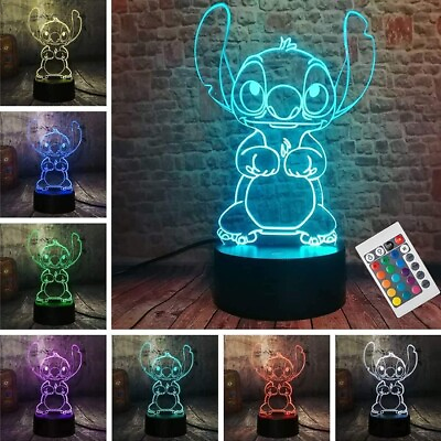 #ad 3D LED Intelligent Remote Control Stitch Lamp 16 Color Stitch Light $14.98