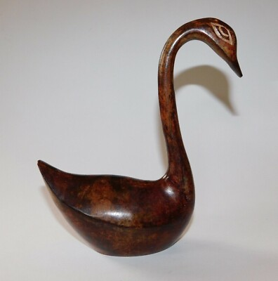 #ad Vintage 7 Inch Tall Decorative Brass Swan $27.00
