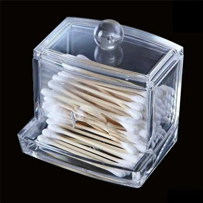 #ad Acrylic Q tip Makeup Storage Cotton Swab Holder Box Cosmetic Organizer Clear $6.79