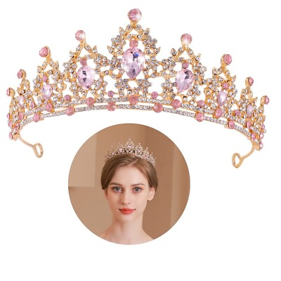 #ad Pink Crystal Tiara and Crown for Women and Girls Rhinestone Princess Crown $13.99