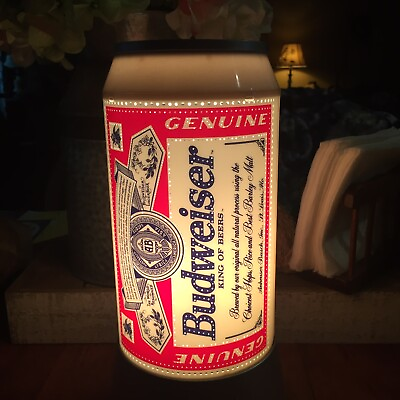 #ad Vtg 2001 Budweiser Beer Can Rotating Lamp Light Rare 12quot; Rabbit Tanaka Y2K $111.99