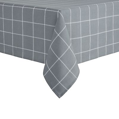 #ad Grey Home Windowpane Fabric Tablecloth 60quot;W x 102quot;L Rectangle Machine Washable $14.03