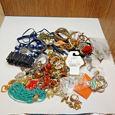 #ad 2Lbs Mixed Jewelry Lot Wearable Saleable Vintage Modern Pieces $19.97