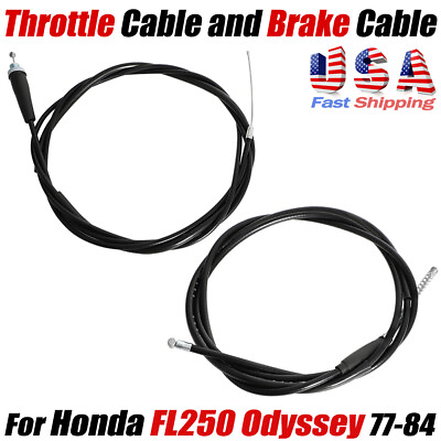 #ad FOR 77 84 HONDA FL250 ODYSSEY ATV THROTTLE amp; REAR BRAKE CABLE CONTROL CABLES KIT $30.87