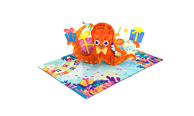 #ad Octopus 3D Pop Up Card Greeting Card Sea Octopus Ship Ocean Birthday $9.99