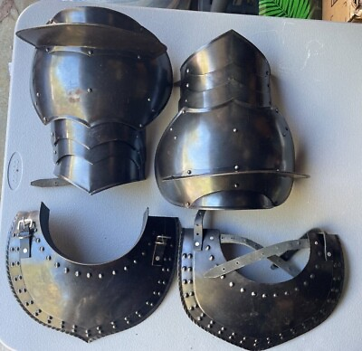 #ad NauticalMart Dark Gothic iron Steel Gorget Neck Armor And Pauldron $84.55