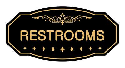 #ad Victorian Restrooms Sign Black Gold Small $15.93