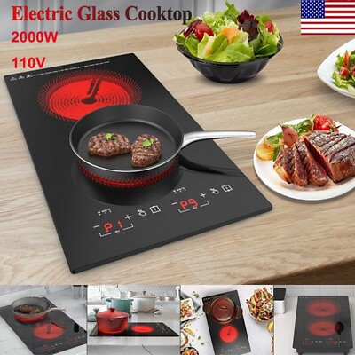 #ad Electric Cooktop 12quot; Built in 2 Burners Portable Cooktop 110V Electric Stove Top $132.99