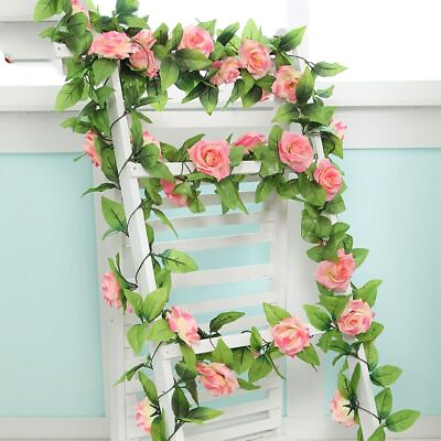 #ad Silk Artificial Flower Rose Vine Home Garden Decoration Rattan Floral Wall Roses $9.74