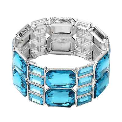 #ad Blue Glass Bracelet for Women Stylish Unique Jewelry Size 6.5quot; Birthday Gifts $16.98