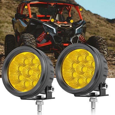 #ad FOR Toyota Tundra 3.5quot; Inch 120W Amber LED Round Driving Lamps Work Lights FOG $32.89