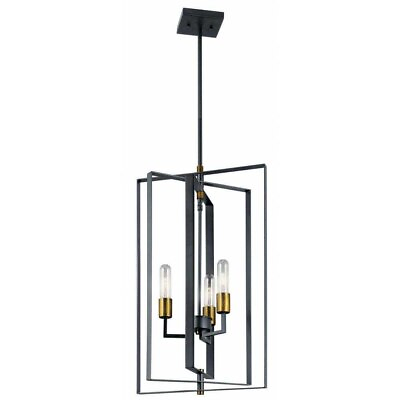 #ad Industrial Style 3 Light Chandelier in Black Finish with Rectangular Metal Frame $207.95
