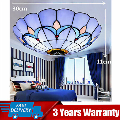 #ad #ad Ceiling Lamp LED Stained Glass Flush mount Tiffany Style Chandelier Light $47.31