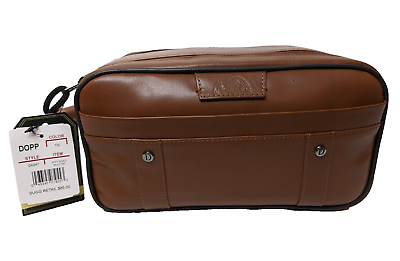 #ad Dopp Brown Genuine Leather Soft Sided Multizipper Travel Gear Toiletries Bag Nwt $39.95