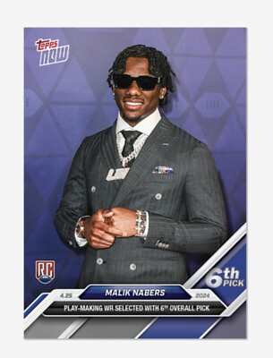 #ad Malik Nabers RC 2024 NFL Draft TOPPS NOW Card D 4 6th Pick Giants PRESALE $5.99