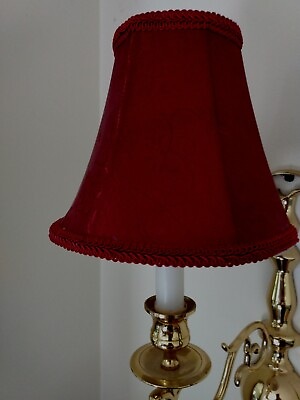#ad #ad New Small Burgundy Wine Fabric Lamp Shade Mini Bell Braided Trim 5” $13.00