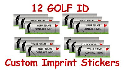 #ad 12 Sticker for ID 1quot; x 2 1 2quot; GOLF Club Identification Tag label sports custom $7.99