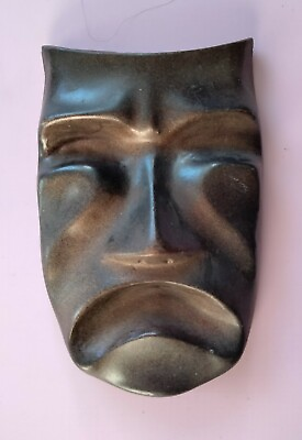 #ad Vintage Mid Mod Chalkware Tragedy Mask Wall Hanging $27.00