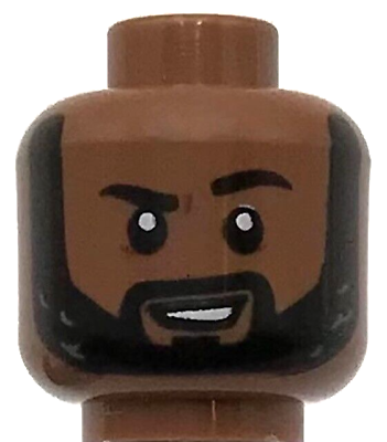 #ad Lego New Medium Brown Minifigure Head Dual Sided Black Eyebrows and Beard Part $1.99
