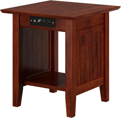 #ad Atlantic Furniture Nantucket End Table with Charging Station Walnut Walnut $179.72