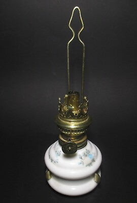 #ad Wall Hanging Kerosene Oil Lamp Milk Glass Flowers Brass Vintage House Light $43.00