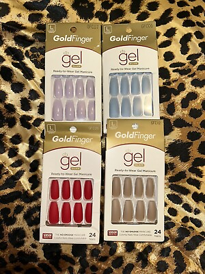 #ad 4 Goldfinger Press on Gel Glam Nails 24 Per Pack $15.00