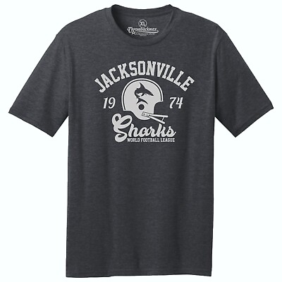 #ad Jacksonville Sharks 1974 WFL Football TRI BLEND Tee Shirt Jaguars $22.00