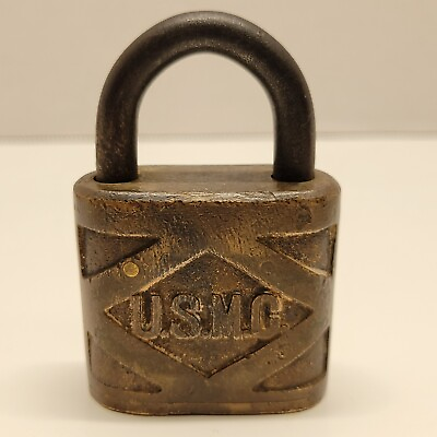 #ad VTG Antique United States Marine Corps Segal NY USA Padlock USMC Military Lock $119.99