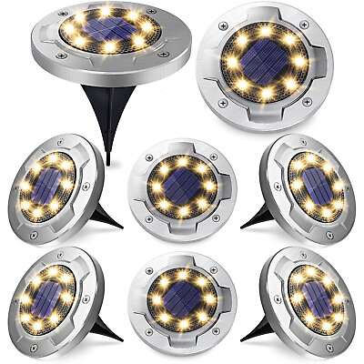 #ad Solar Power Ground Lights 8LEDs Outdoor Garden Yard Patio Stair Disk Buried Lamp $29.99