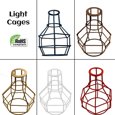 #ad Vintage Industrial Metal Cage Wire Frame Pendant Light shade Easy fit Lamp shade $11.89