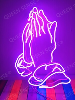 #ad 24quot; Praying Hands Acrylic Dimmable Neon Sign Lamp Light Handmade Beer Bar L $269.79
