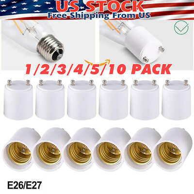 #ad GU24 To E27 E26 Screw LED Light Lamp Bulb Base Adapter Socket Converter Adaptor $3.99