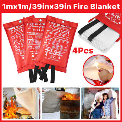 #ad 4 PACK FIRE BLANKET Fiberglass Hero Emergency Home Retardant Prepared 39#x27;#x27;x39#x27;#x27; $18.49