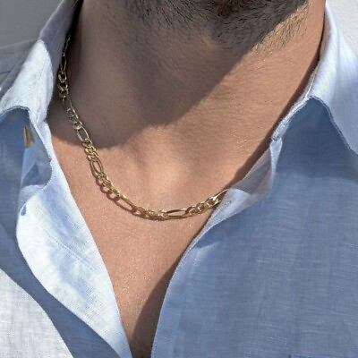 #ad 10K Solid Yellow Gold Figaro Necklace Chain 6mm 16 30quot; Polished Link Men Women $309.99