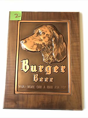 #ad Vintage Burger Beer Hammered Copper Sign $169.00
