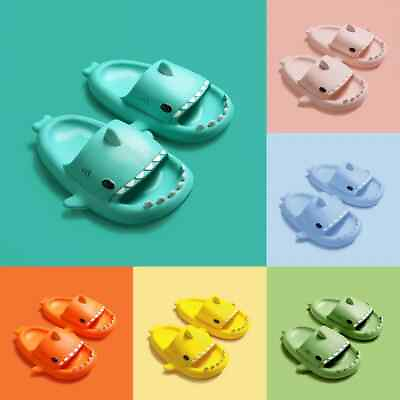 #ad Children Slippers Cartoon Shark Sandals Summer Boys Girls Soft Sole Anti Slip $16.09