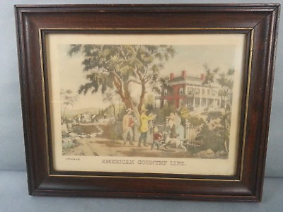 #ad Antique Original Print From Currier And Ives American Country Life Wood Frame $399.89