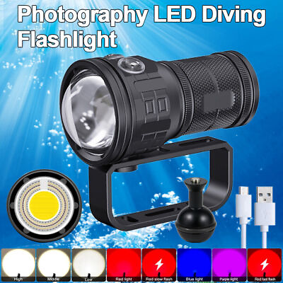 #ad LED Diving Flashlight Torch Photography Underwater 80m Video Scuba Lamp IPX8 $79.99