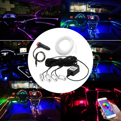 #ad 5M Multi Color LED Car Truck EL Light Strip Wire Cold Lamp Bluetooth APP Control $45.99