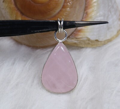 #ad Natural Pink Rose Gemstone 925 Solid Silver Bezel Connector Pendant#K $14.00