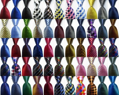 #ad New Checks Classic JACQUARD WOVEN 100% Silk Men#x27;s Tie Necktie $7.99