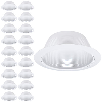 #ad 18 Pack 6 Inch Recessed Can Light Trim White Metal Step Baffle Detachable Ring $64.99
