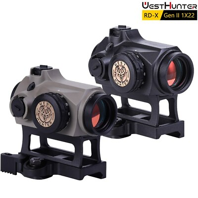 #ad WestHunter RD X Gen II 1X22 Red Dot Sights Tactical Reflex Picatinny Riser Mount $69.99