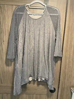 #ad Indigo Soul Womens Gray Shimmery 2 Layer Blouse Small Hole 2nd Layer Size XL $16.00