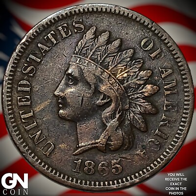 #ad 1865 Indian Head Cent Penny Y2068 $48.00